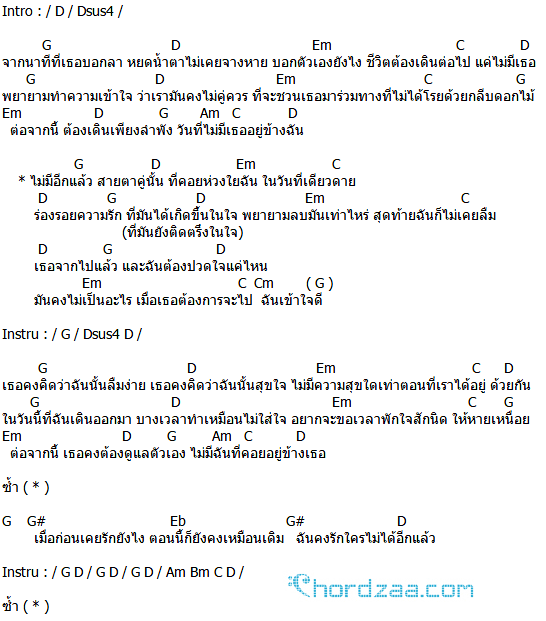 คอร์ดเพลง ไม่มีอีกแล้ว