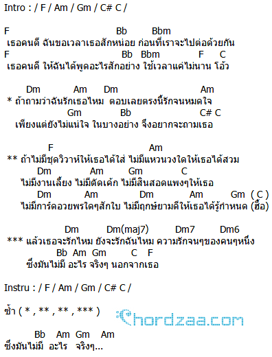 คอร์ดเพลง ฉันไม่มี - ทีที T_T คอร์ดเพลง ฉันไม่มี - ทีที T_T