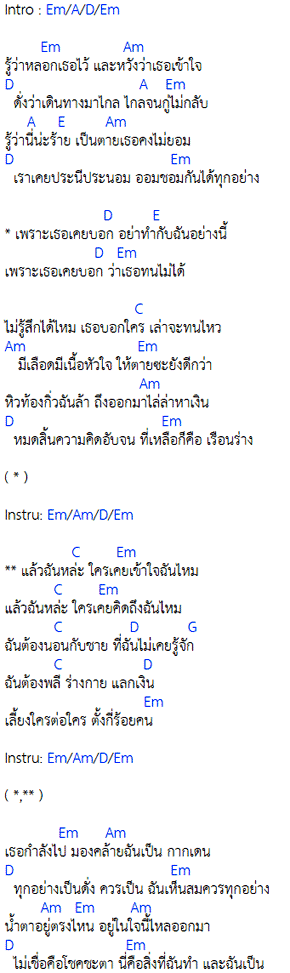 คอร์ดเพลง ใครจะเข้าใจ - ปู พงษ์สิทธิ์ คัมภีร์ คอร์ดเพลง ใครจะเข้าใจ - ปู พงษ์สิทธิ์ คัมภีร์