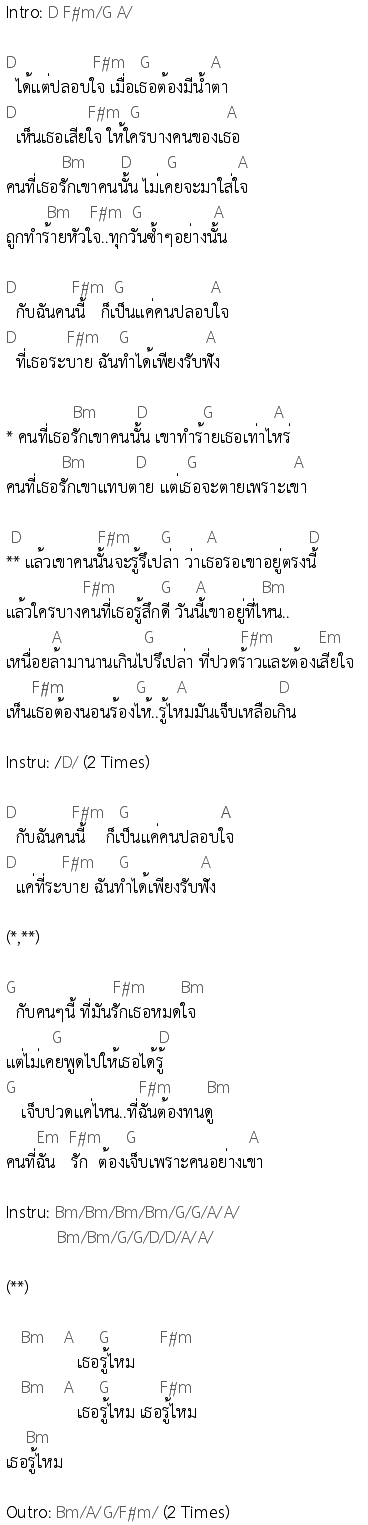 คอร์ดเพลง เขาจะรู้บ้างไหม - กะลา คอร์ดเพลง เขาจะรู้บ้างไหม - กะลา