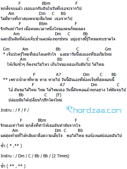 คอร์ดเพลง น้ำตาที่หาย - The Mousses (เดอะมูสส์) คอร์ดเพลง น้ำตาที่หาย - The Mousses (เดอะมูสส์)