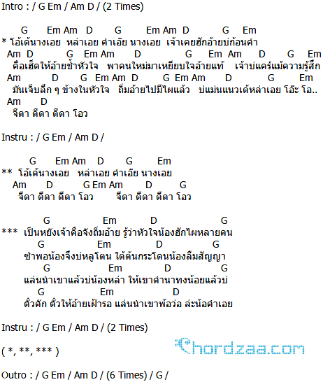 คอร์ดเพลง ก้อนคำ - เพชร สหรัตน์ Feat.เร็กเก้ บ้านสวน
