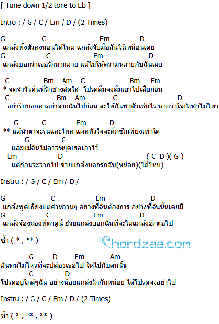 คอร์ดเพลง แกล้ง - Silly Fools คอร์ดเพลง แกล้ง - Silly Fools