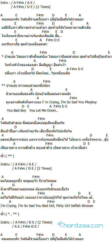 คอร์ดเพลง You Let Me Down(คึดนำ) - เบล ขนิษฐา Ft.ก้อง ห้วยไร่ คอร์ดเพลง You Let Me Down(คึดนำ) - เบล ขนิษฐา Ft.ก้อง ห้วยไร่