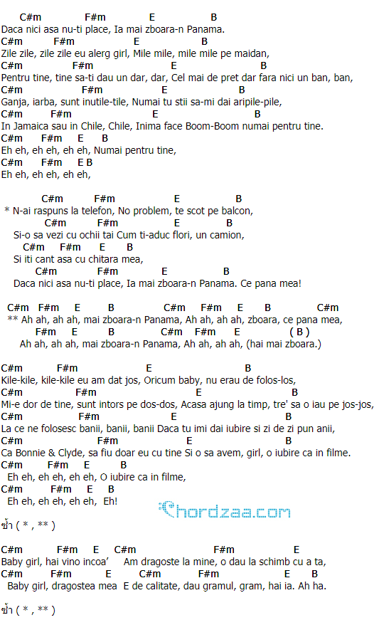 คอร์ดเพลง ปานามา (Panama) - Matteo คอร์ดเพลง ปานามา (Panama) - Matteo
