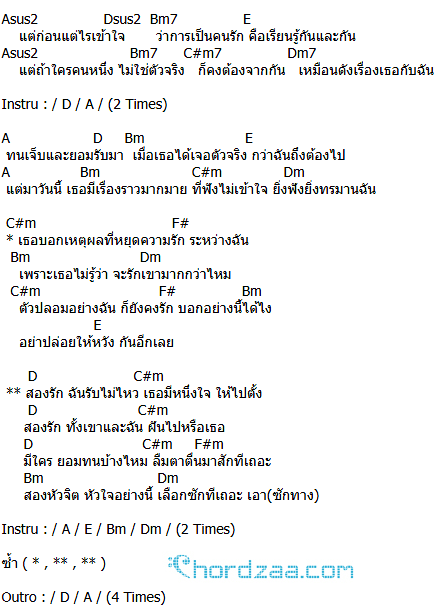 คอร์ดเพลง สองรัก - ZEAL (ซีล) คอร์ดเพลง สองรัก - ZEAL (ซีล)