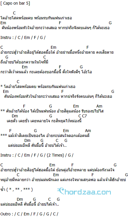 คอร์ดเพลง อยากได้น้อง - ท๊อป มอซอ คอร์ดเพลง อยากได้น้อง - ท๊อป มอซอ