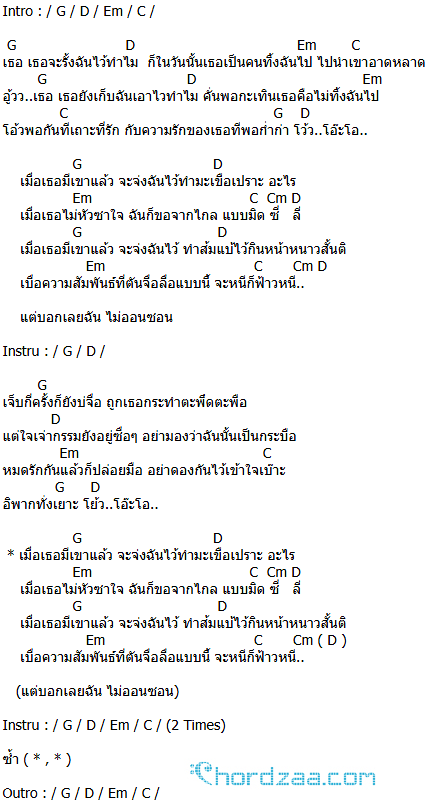 คอร์ดเพลง ฉันไม่ออนซอน - เนม สุรพงศ์ คอร์ดเพลง ฉันไม่ออนซอน - เนม สุรพงศ์