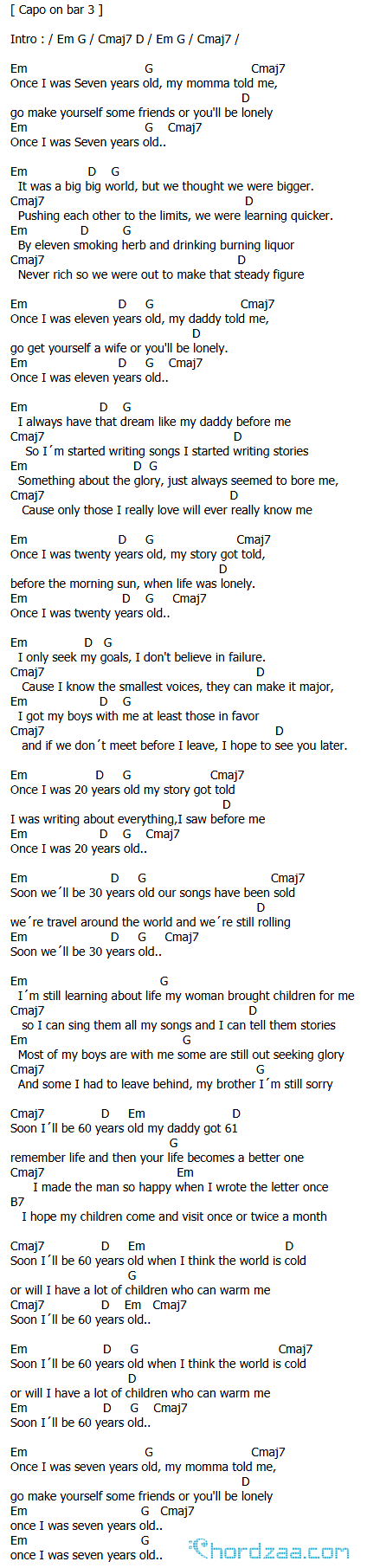 คอร์ดเพลง 7 Years - Lukas Graham