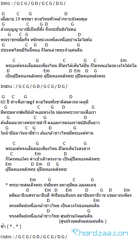 คอร์ดเพลง ผู้ปิดทองหลังพระ - แอ๊ด คาราบาว (คอร์ด ง่ายๆ)
