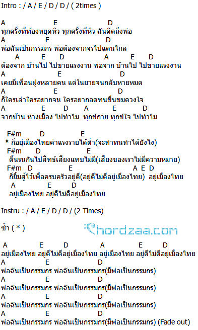 คอร์ดเพลง พ่อเป็นกรรมกร - พงษ์สิทธิ์ คำภีร์ (คอร์ด ง่ายๆ) คอร์ดเพลง พ่อเป็นกรรมกร - พงษ์สิทธิ์ คำภีร์ (คอร์ด ง่ายๆ)