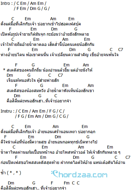 คอร์ดเพลง สเตตัสถืกถิ่ม - บอย พนมไพร (คอร์ด ง่ายๆ) คอร์ดเพลง สเตตัสถืกถิ่ม - บอย พนมไพร (คอร์ด ง่ายๆ)