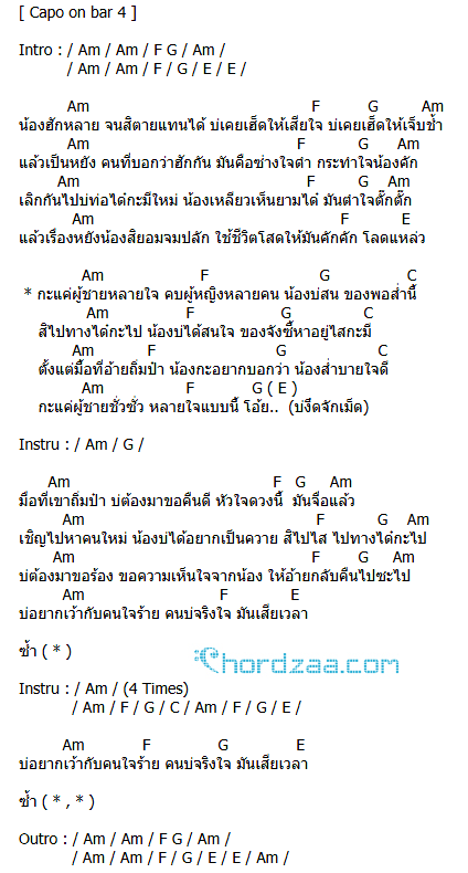 คอร์ดเพลง บ่งึดจักเม็ด - ตั๊กแตน ชลดา (คอร์ด ง่ายๆ)