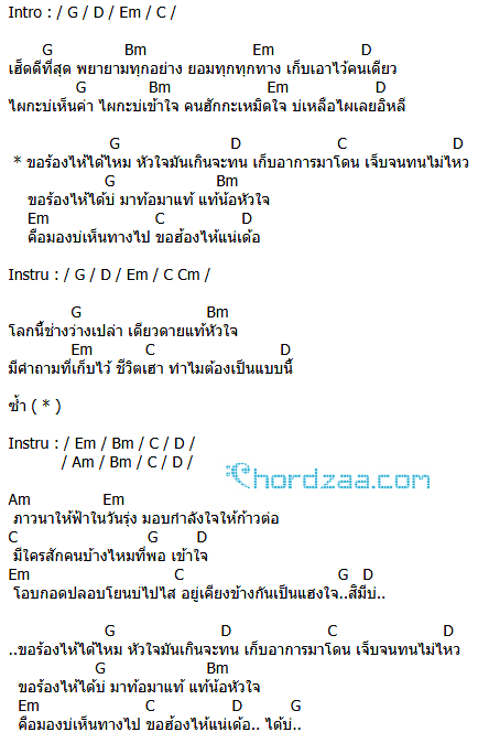 คอร์ดเพลง ร้องไห้ได้ไหม - แซ็ค ชุมแพ (คอร์ด ง่ายๆ) คอร์ดเพลง ร้องไห้ได้ไหม - แซ็ค ชุมแพ (คอร์ด ง่ายๆ)