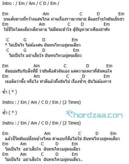 คอร์ดเพลง ไม่เป็นไร - สิบล้อ (คอร์ด ง่ายๆ) คอร์ดเพลง ไม่เป็นไร - สิบล้อ (คอร์ด ง่ายๆ)