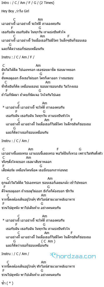คอร์ดเพลง เอาอย่างงี้ - HeHaa TV (คอร์ด ง่ายๆ)